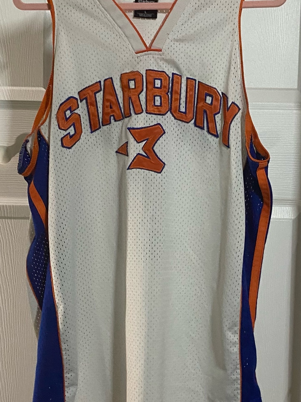 #3 Starbury Basketball Jersey White with Orange & Blue